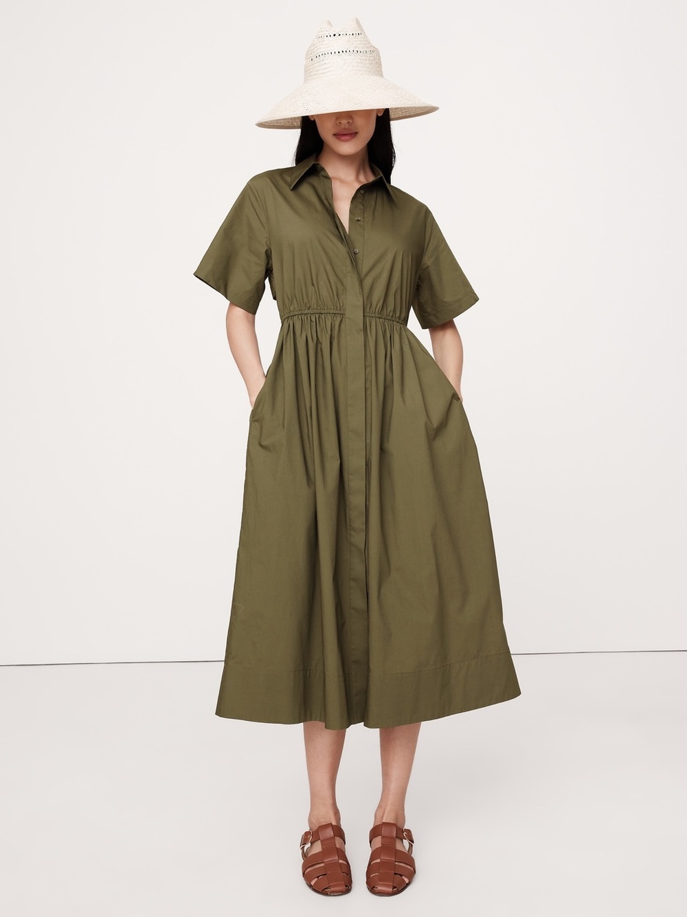 Banana Republic Olive green cotton poplin dress